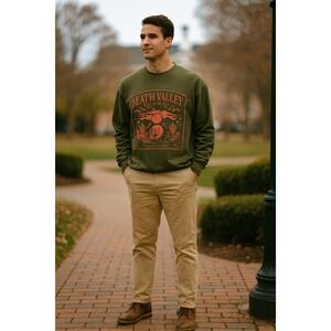 Goodfellow & Co. Olive Green Sweatshirt Death Valley California Graphic Artsy XL